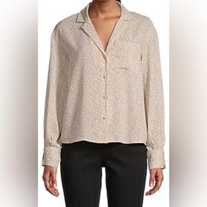 WORTHINGTON size MEDIUM Cream Button-Up Long Sleeved Blouse